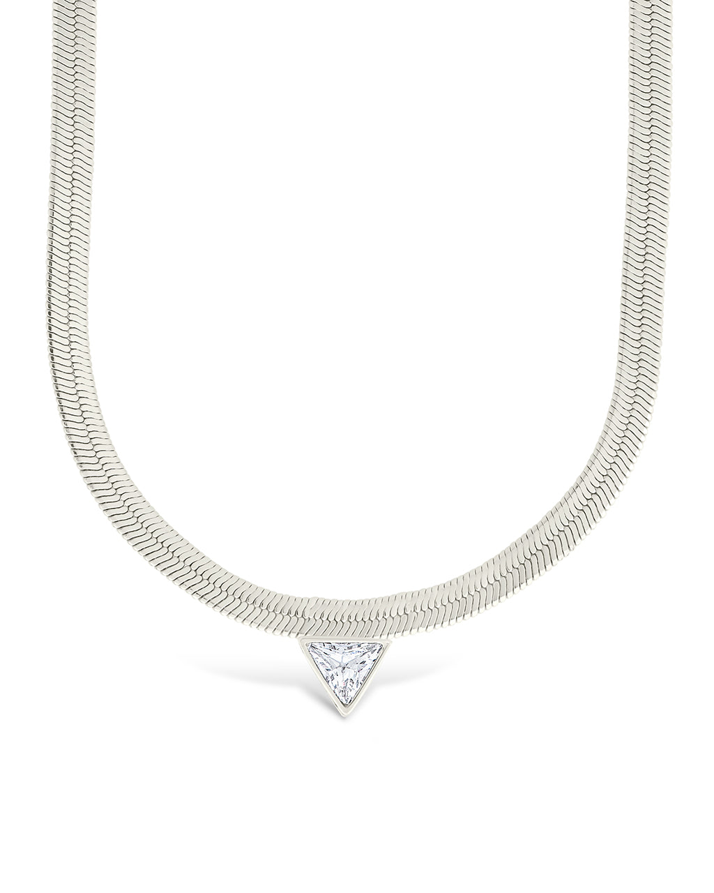 Ruth CZ Pendant Herringbone Necklace