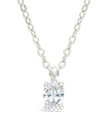 Sterling Silver Oval CZ Prong Set Pendant