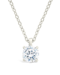 Sterling Silver Round CZ Prong Set Pendant