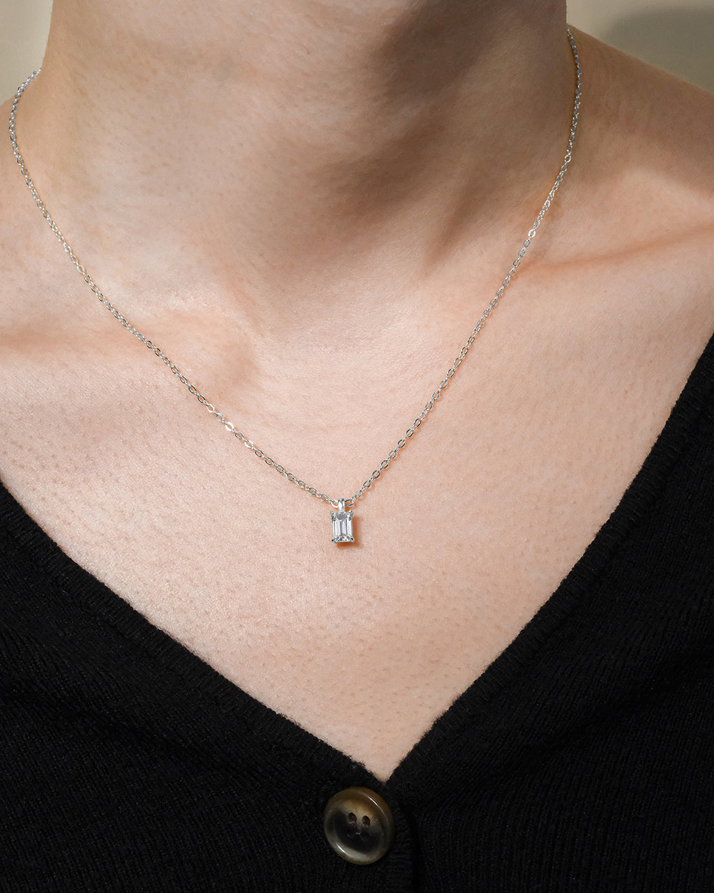 Sterling Silver Emerald Prong Set Pendant