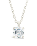 Sterling Silver Asscher Prong Set Pendant