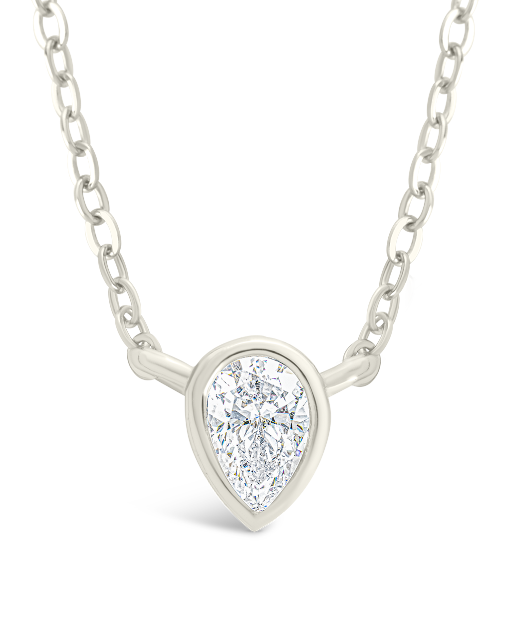 Sterling Silver Pear Bezel Set Pendant