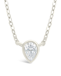 Sterling Silver Pear Bezel Set Pendant