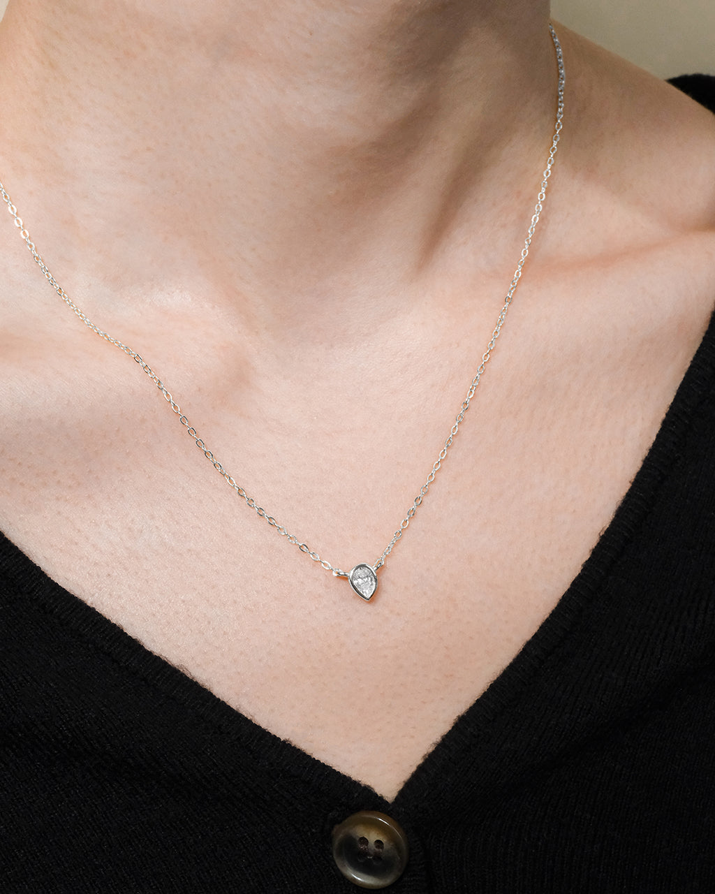 Sterling Silver Pear Bezel Set Pendant