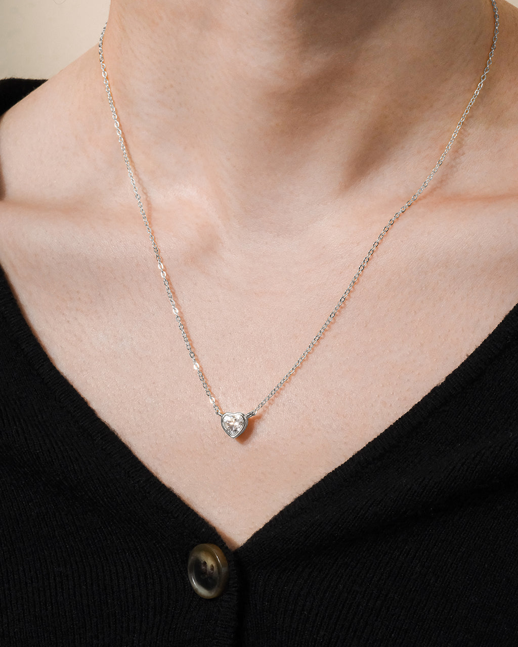 Sterling Silver Heart Bezel Set Pendant