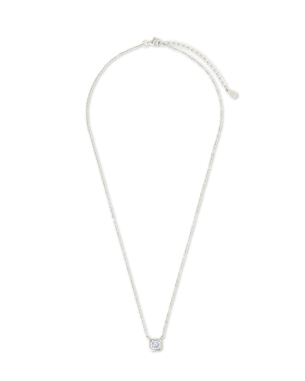 Sterling Silver Asscher Bezel Set Pendant