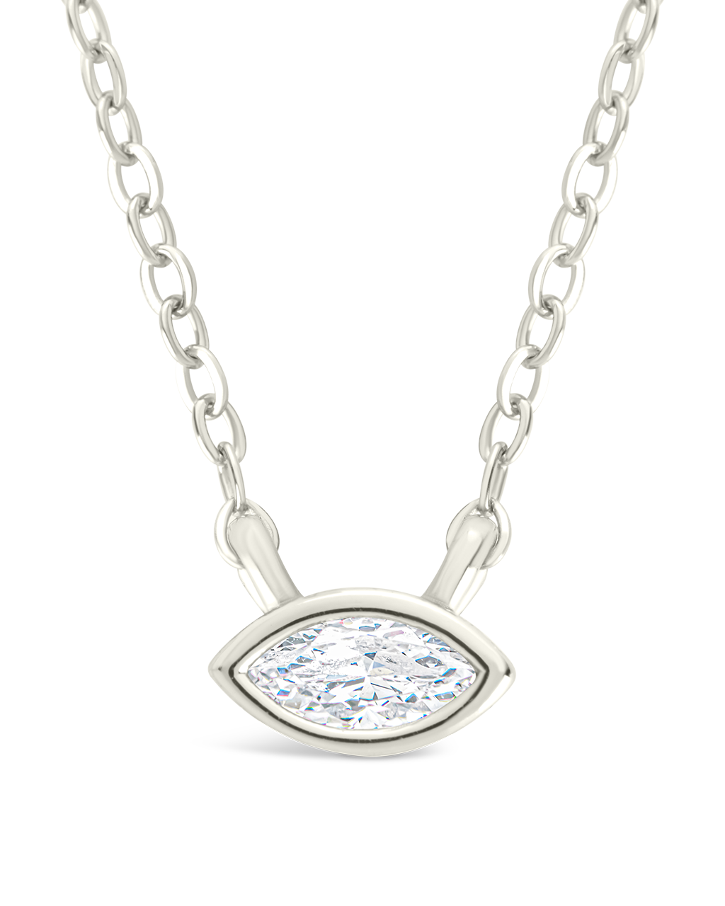 Sterling Silver Marquise Bezel Set Pendant
