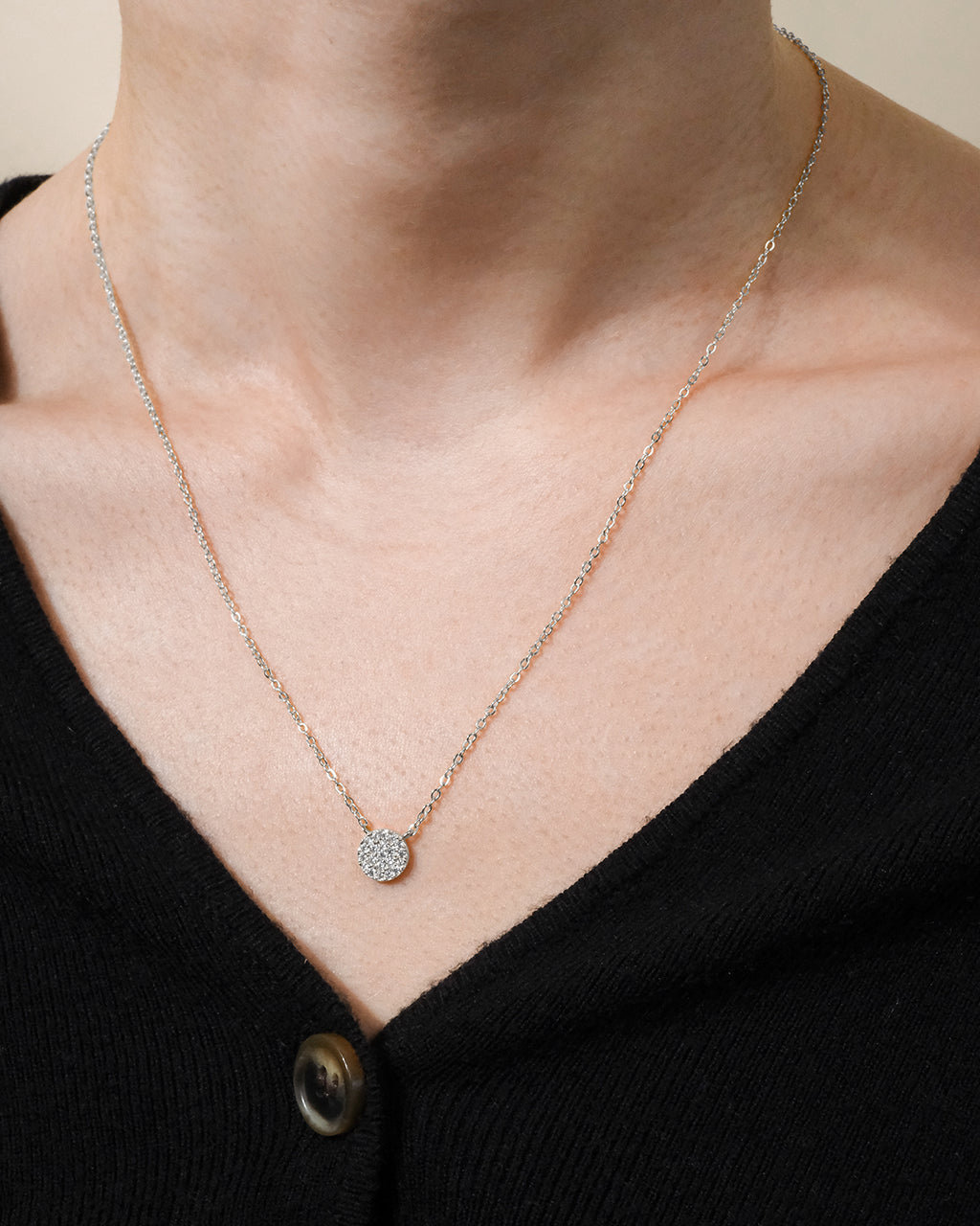 Sterling Silver CZ Disc Pendant