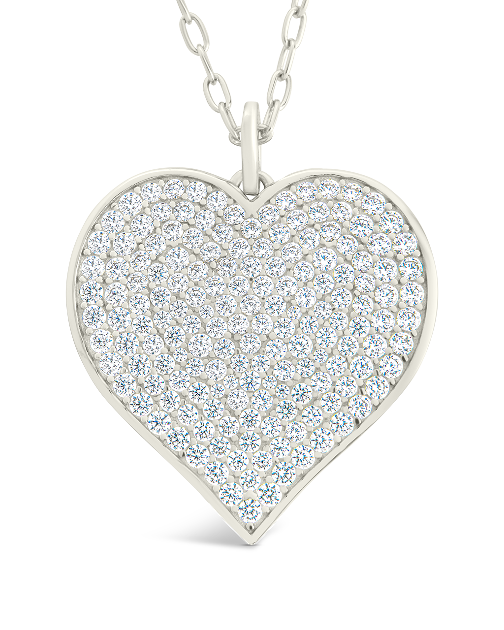 Sterling Silver CZ Statement Heart Pendant