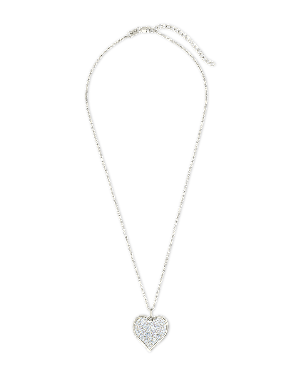 Sterling Silver CZ Statement Heart Pendant