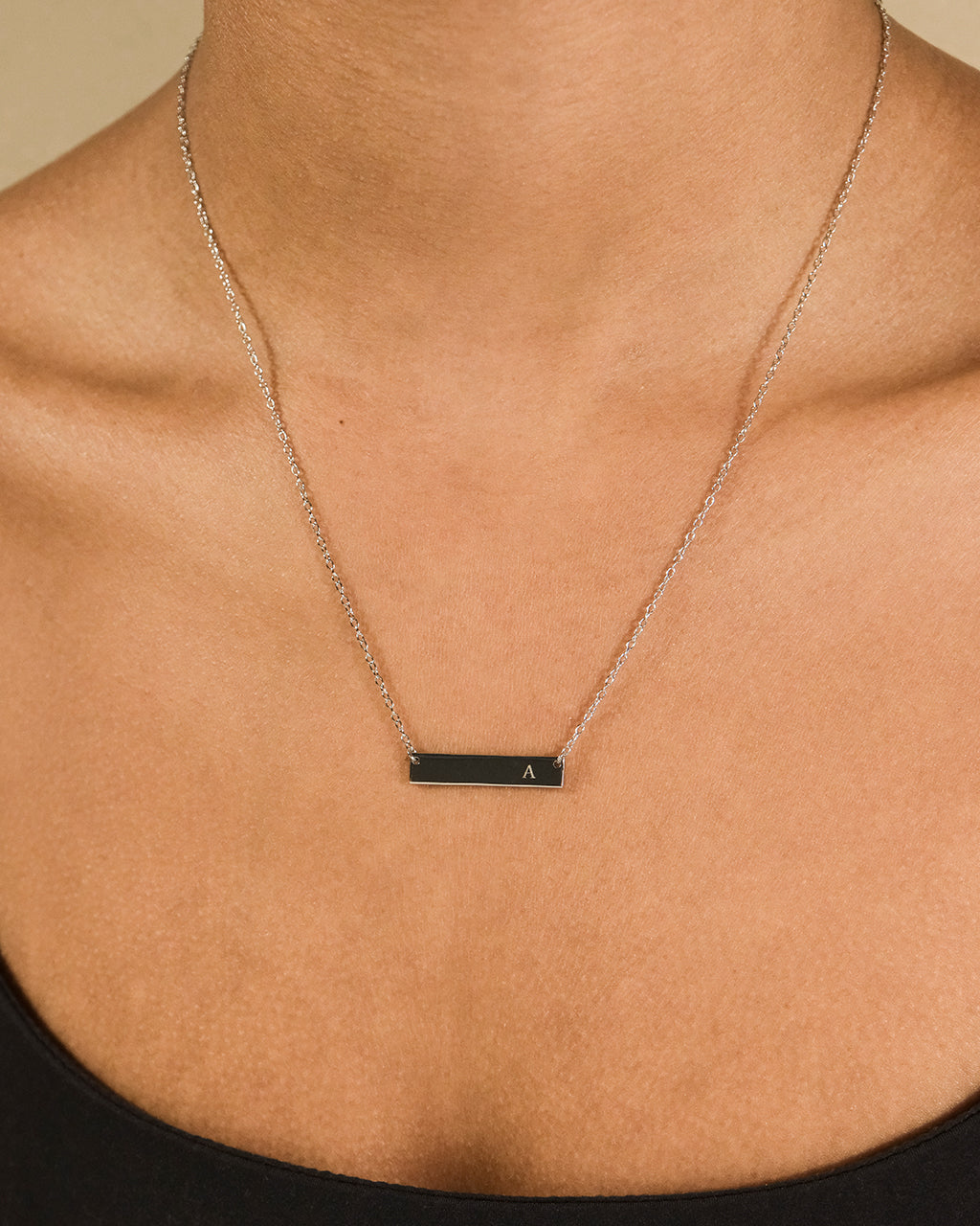 Sterling Silver Bar Initial Necklace