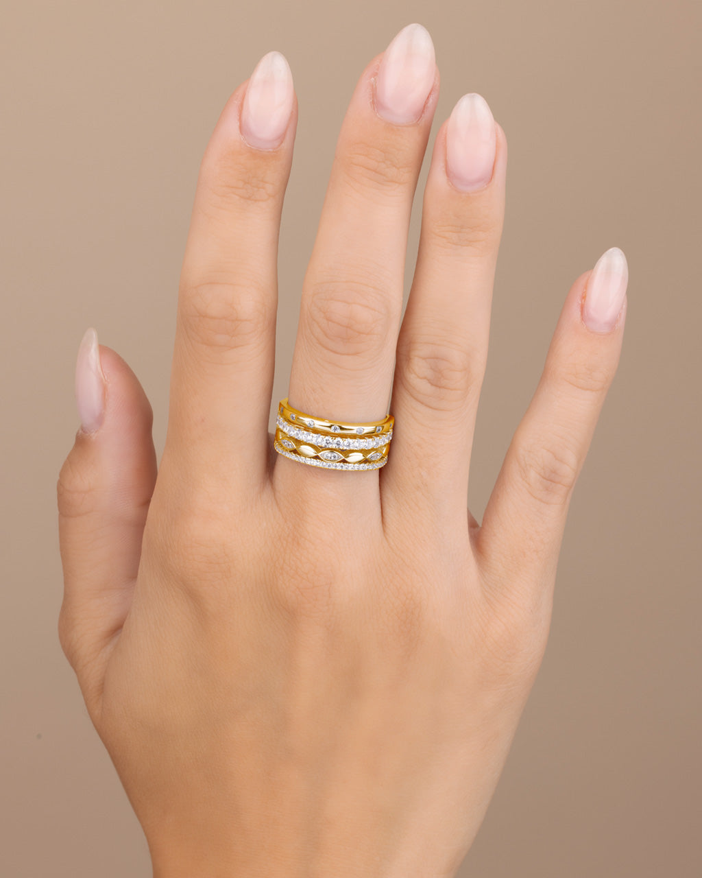 Sterling Silver Clarke CZ Stacked Evil Eye Ring