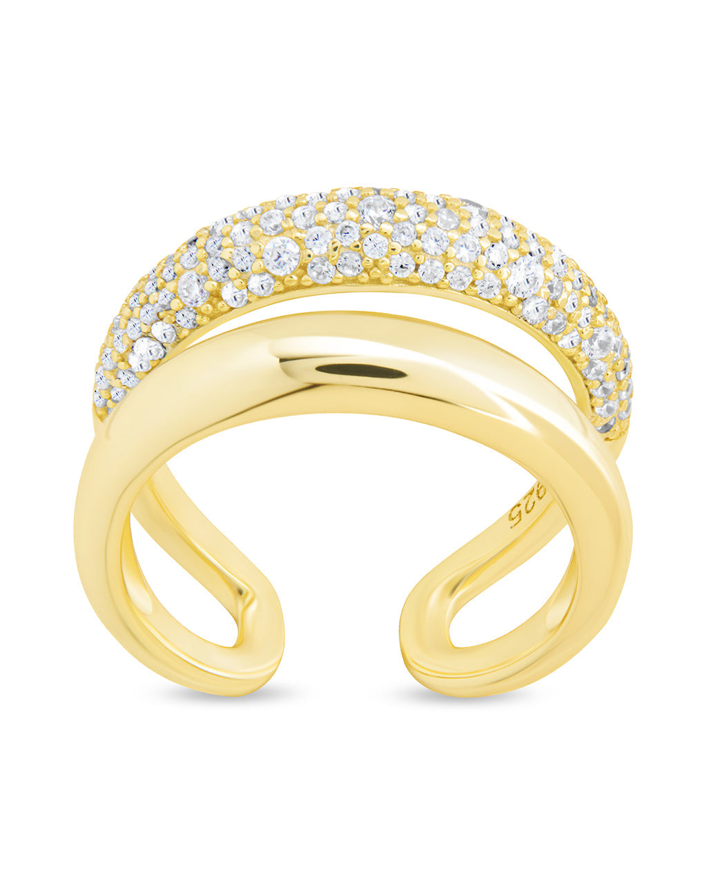 Sterling Silver Maisey CZ Studded Open Ring