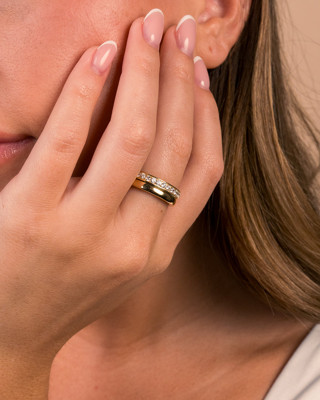 Sterling Silver Jackie CZ Stacking Ring Set of 2