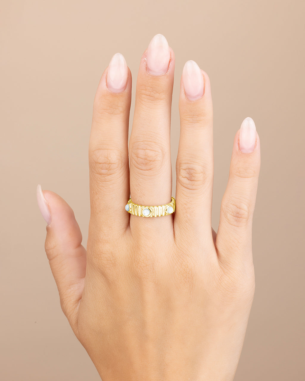 Sterling Silver Terry Pearl Studded Textured Ring