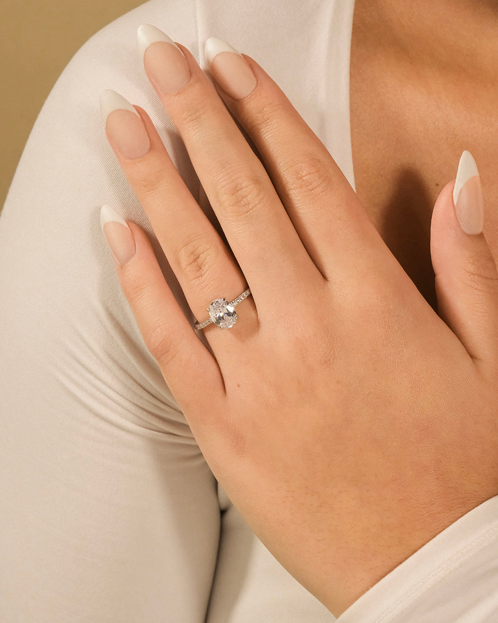 Sterling Silver Cubic Zirconia Oval Ring