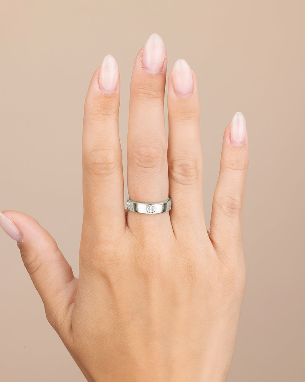 Sterling Silver CZ Station Band Ring