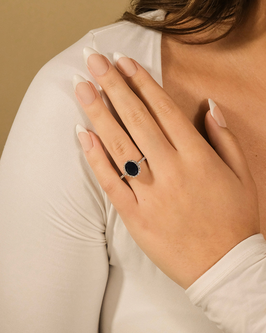 Sterling Silver Sapphire CZ Halo Ring