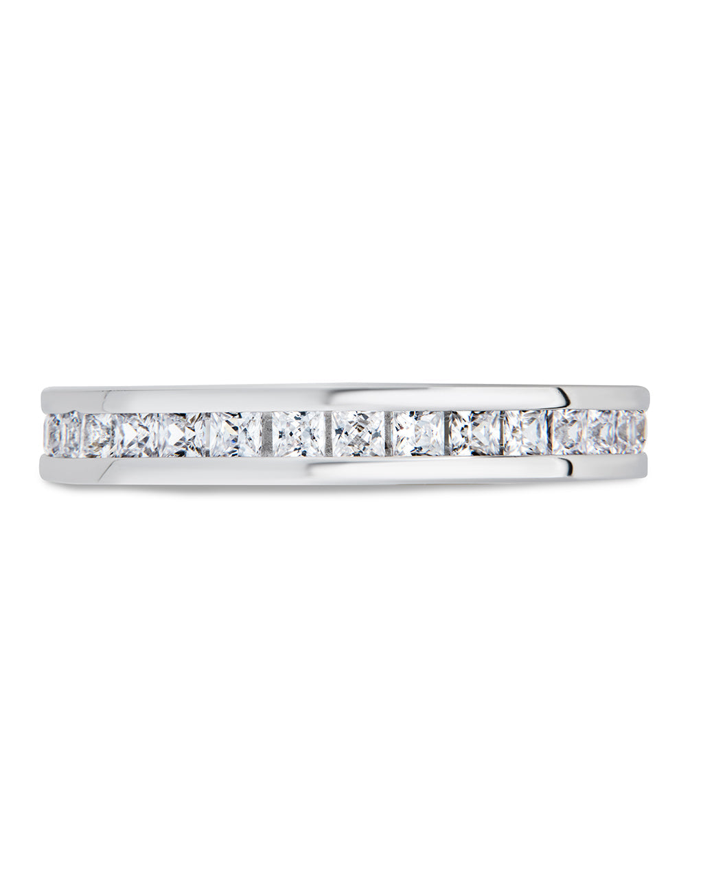 Sterling Silver Princess Eternity Wedding Band