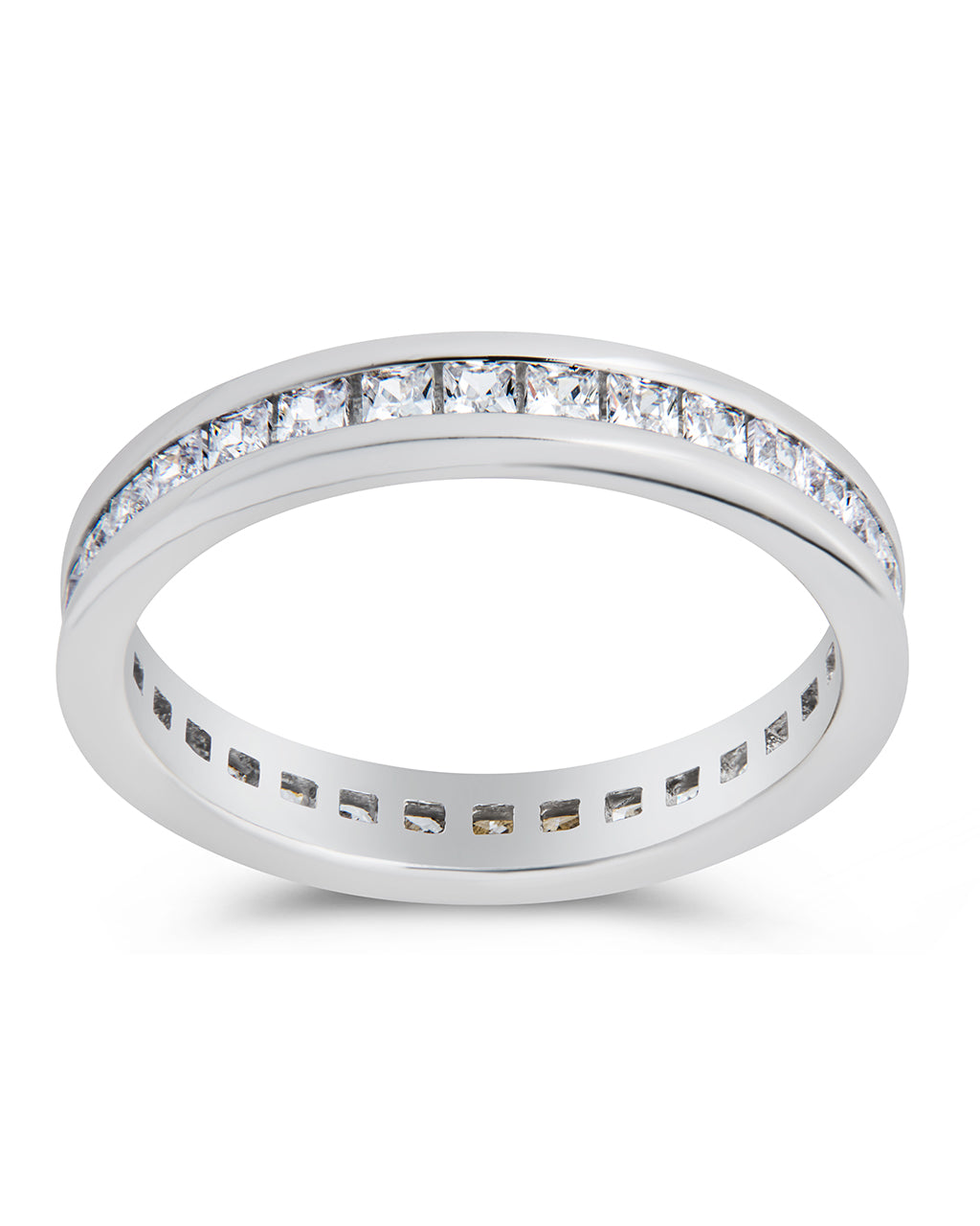 Sterling Silver Princess Eternity Wedding Band