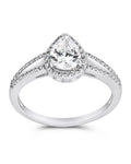 Sterling Silver CZ Pear Cut Engagement Ring