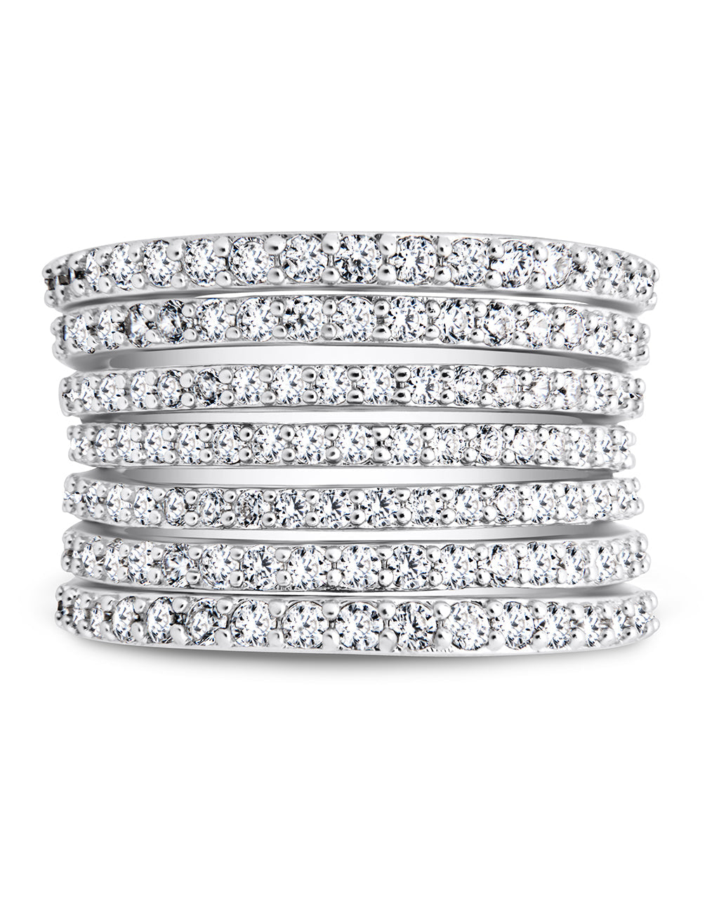 Sterling Silver CZ Multi-Row Statement Ring