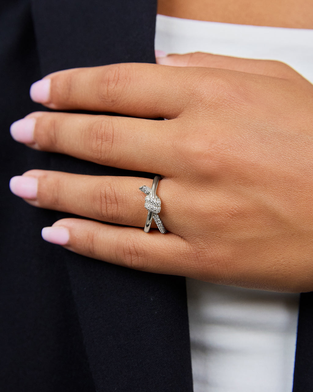 Sterling Silver Irene CZ Twisted Ring