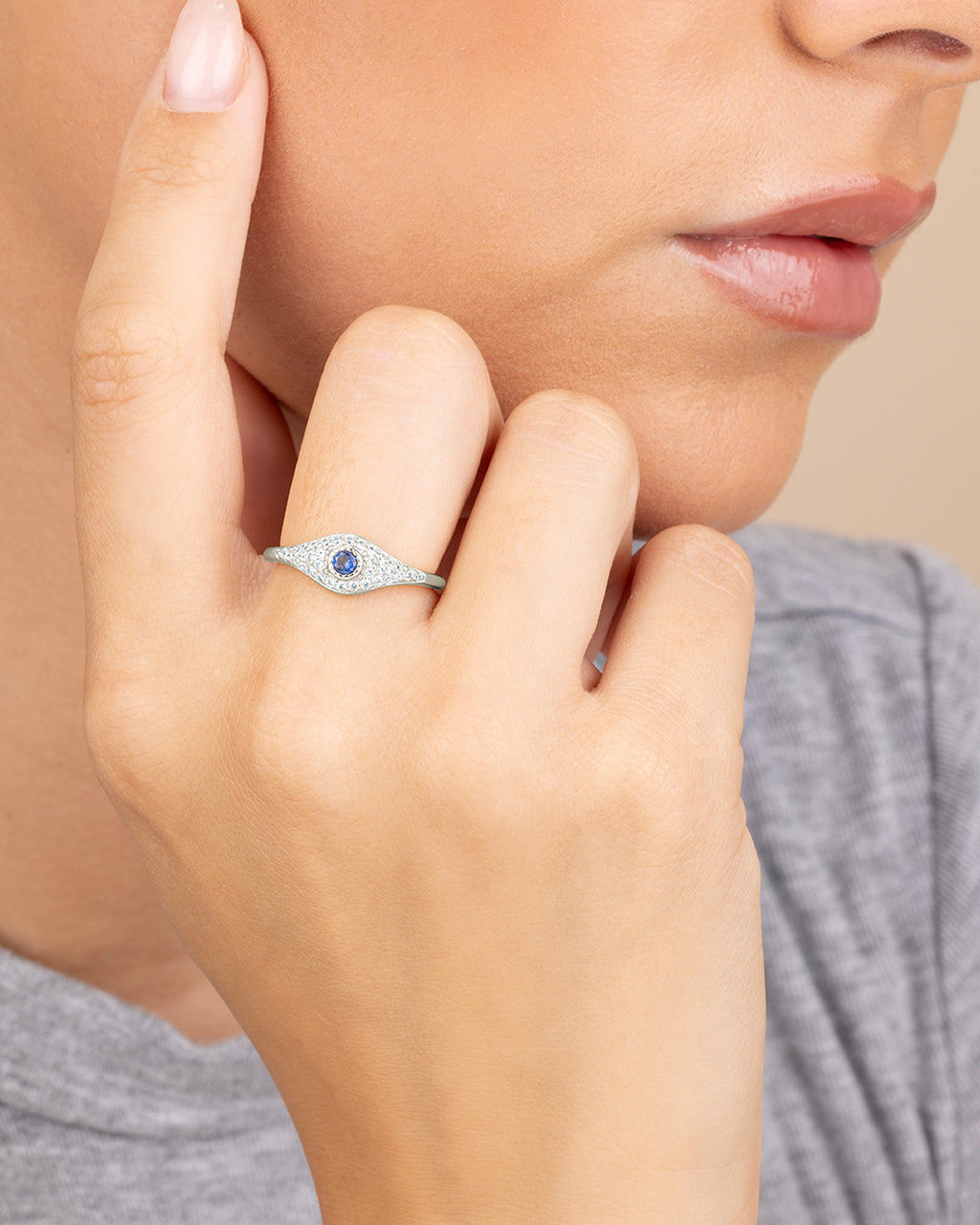 Sterling Silver Mozzie Evil Eye Ring