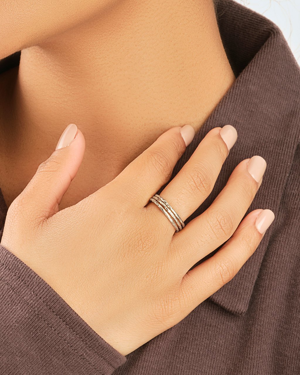 Textured Triple Band Ring Set