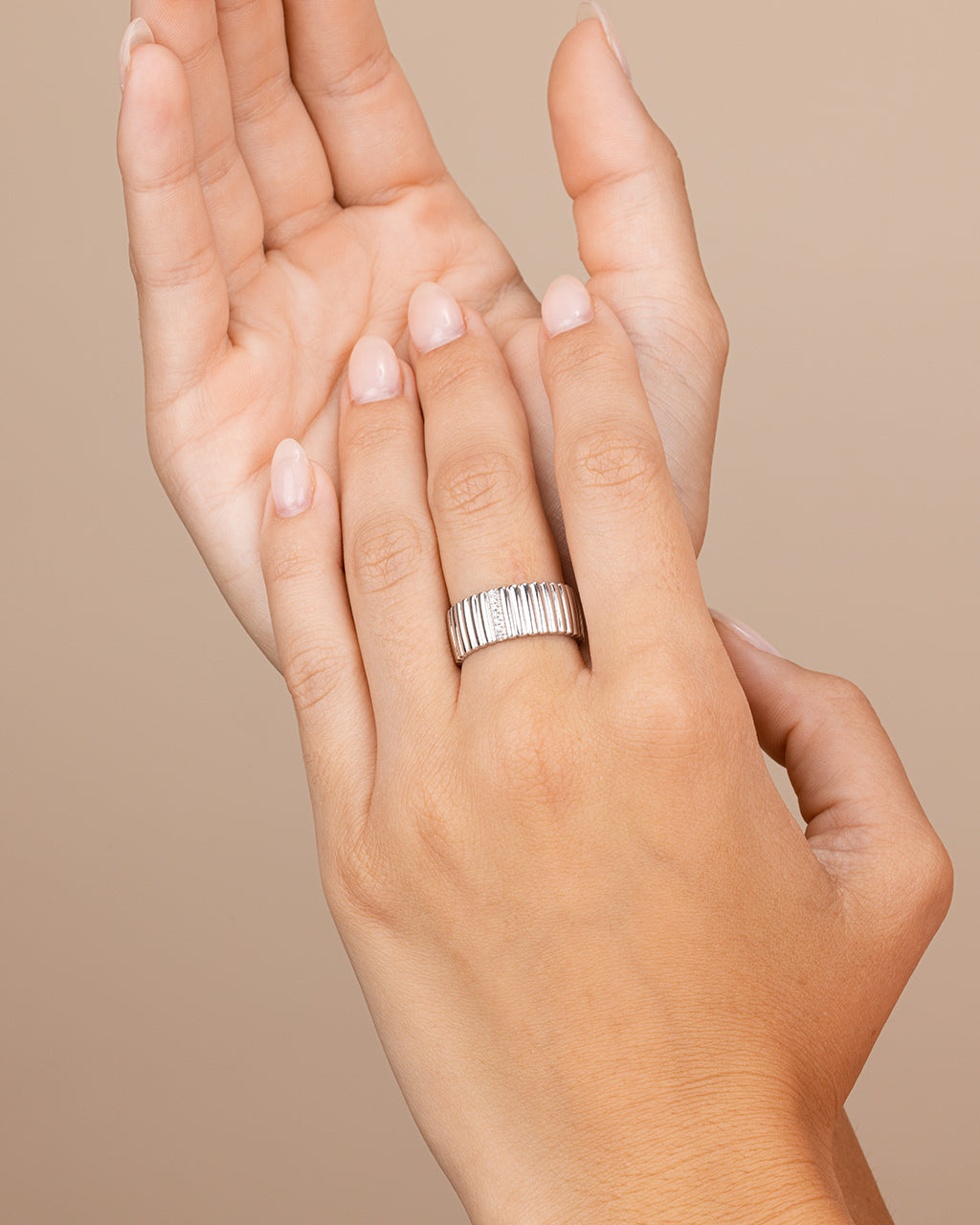 Sterling Silver Robyn Ribbed Band Ring