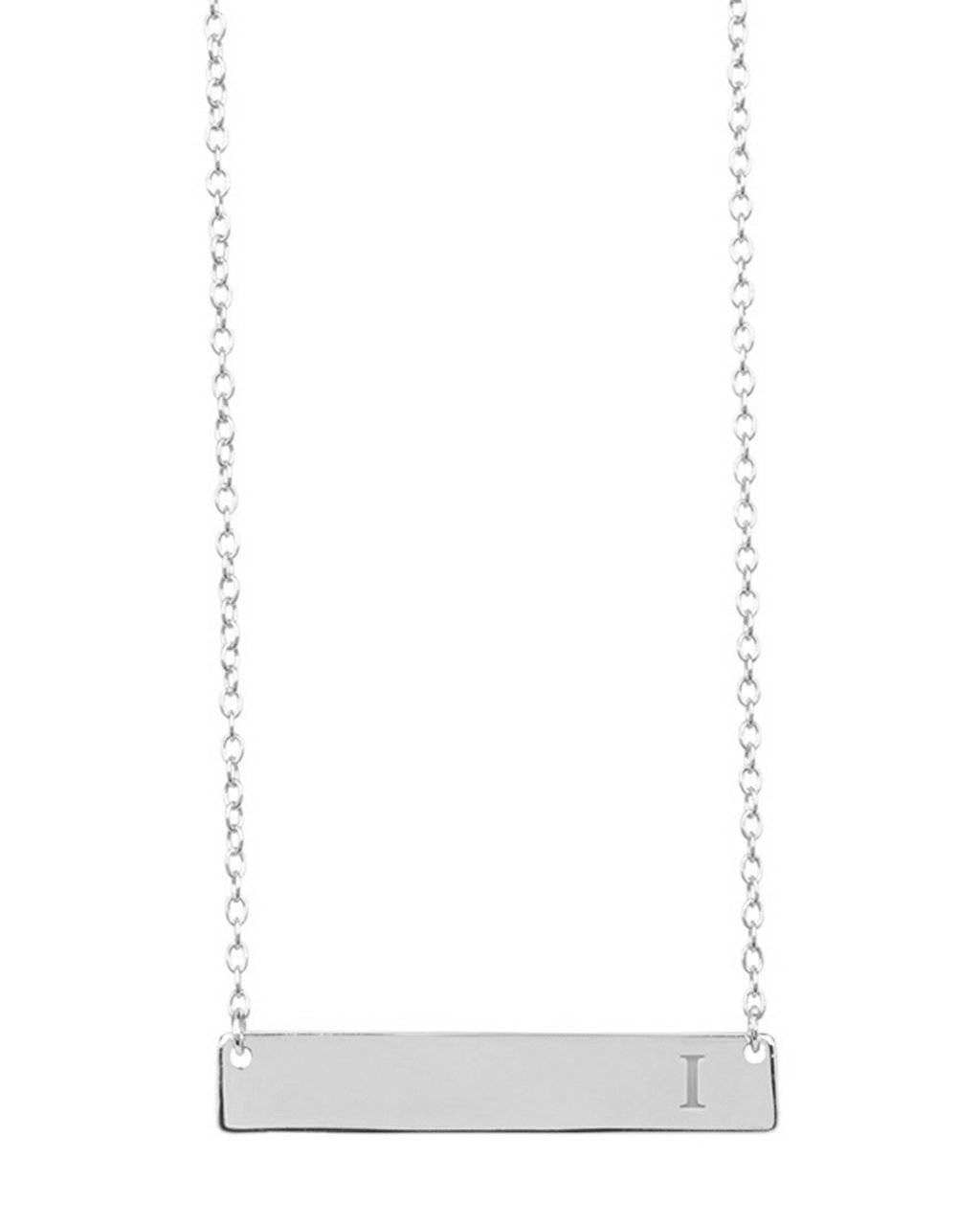 Sterling Silver Bar Initial Necklace