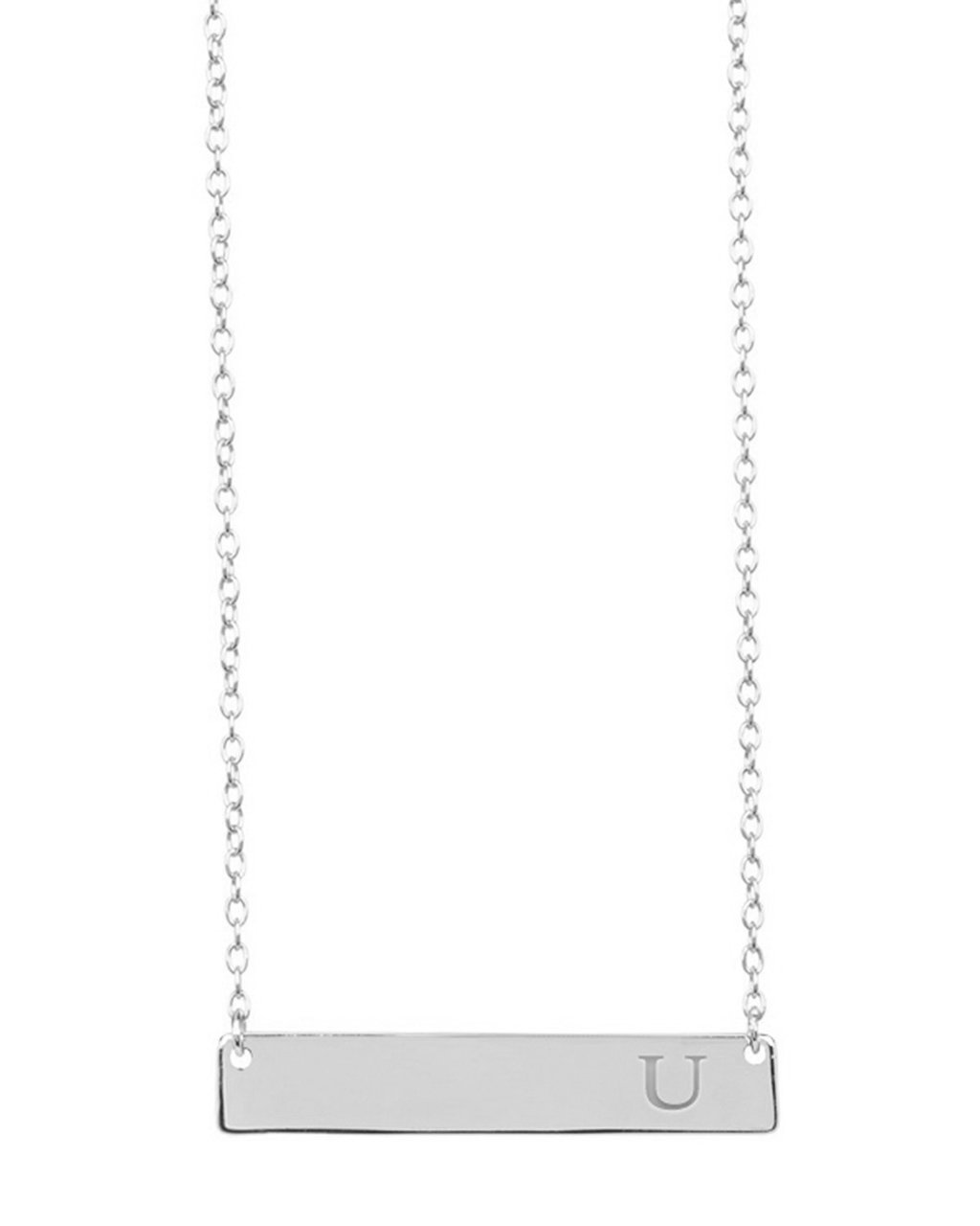 Sterling Silver Bar Initial Necklace