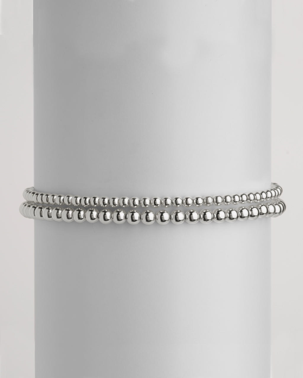 Sterling Silver Beaded Stretch Bracelet Sets