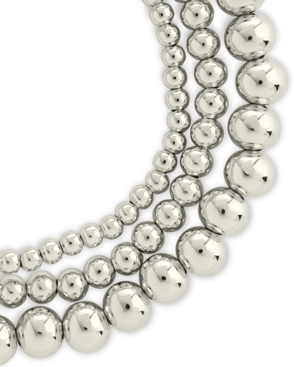 Sterling Silver Beaded Stretch Bracelet Sets